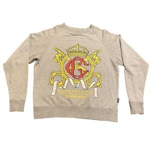 CROOKS & Castles sweatshirt Men's Small S The Monolithic Empire Logo Light gray
